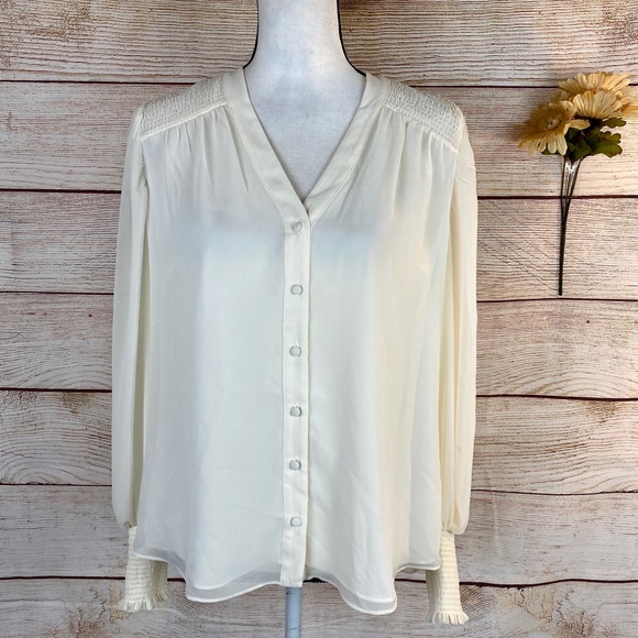 Vince Camuto Tops - Vince Camuto Smocked Cuff V-Neck Blouse